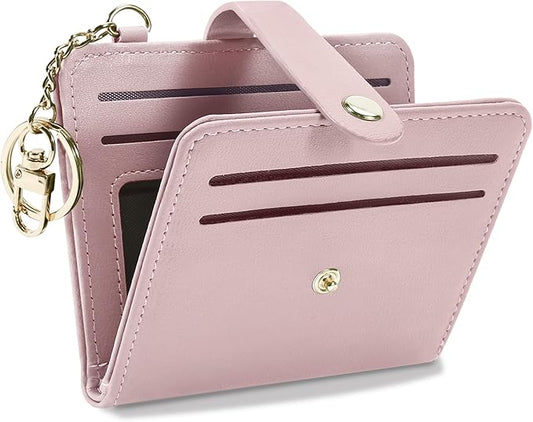 Airkit Small Wallets Woman RFID Blocking Leather Credit Card Holder - with ID Window - Card Wallets for Women - with Zipper Coin Purse - Keychain Wallet