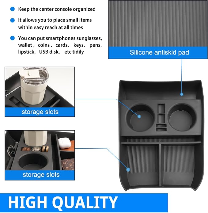 SHAOHAO 2024 2025 Palisade Lower Organizer Tray for 2023 2024 2025 Hyundai Palisade SE, SEL, XRT, Limited, Calligraphy Under Organizer Palisade 2024 2025 Accessories Insert Storage with Cup Holder