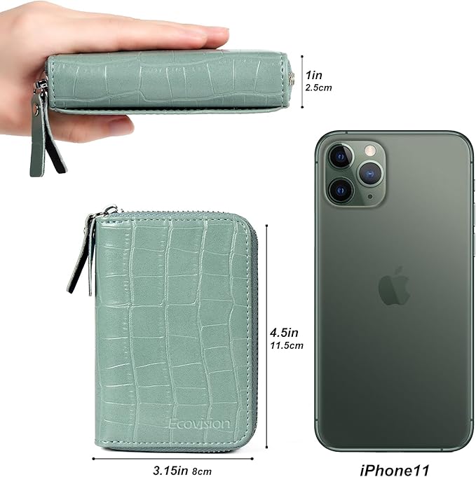 EcoVision Credit Card Holder RFID Card Case Wallet, Small Accordion Zipper Card Case Holder, Card Organizer Case for Women Men