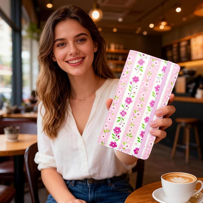 Letter Checkbook Cover, RFID Blocking Checkbook, Stylish, Lightweight, Slim Durable, Multi-Functional Checkbook Holder for Personal and Business Checks (Floral 2)