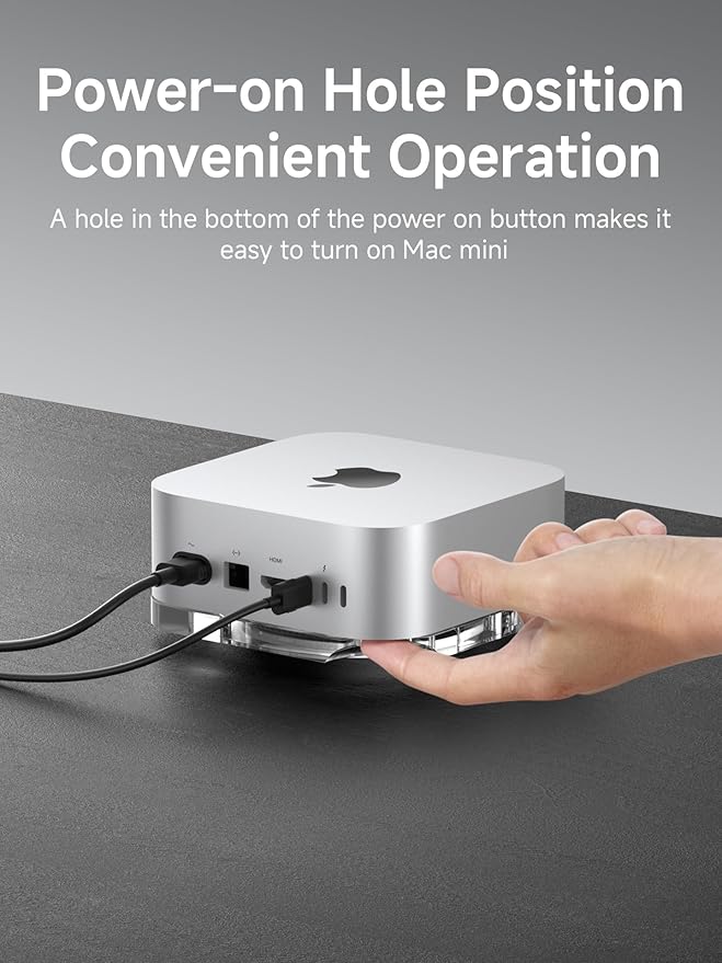 Hagibis Mac mini M4 Stand, Transparent Acrylic Desktop Stand Dustproof Laptop Holder Cooling Heat Disspation Mount for Mac mini M4 Pro 2024
