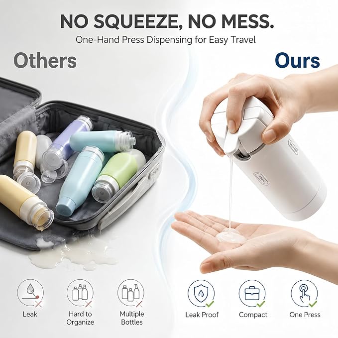 4 in 1 Travel Dispenser Bottle, 30ML Leak Proof Travel Size Toiletries Containers with Labels & Scale, Portable Refillable Travel Bottles for Shampoo Lotion Conditioner Cream, Carry Friendly(2 Green)