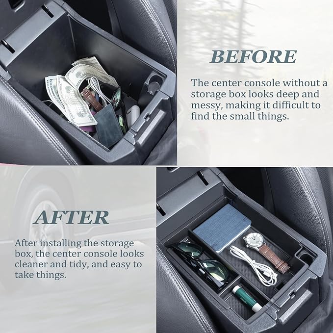 JKCOVER Center Console Full Organizer Tray Compatible with Toyota 4Runner 2010-2020 2021 2022 2023 2024 Accessories,Insert Armrest Box Secondary Storage ABS Black Materials
