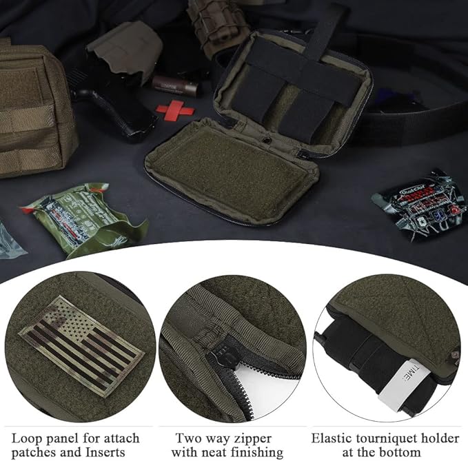 PETAC GEAR Tactical Medical Pouch Compact Admin Belt Pouch EMT First Aid Pouch IFAK Utility Pouch Trauma Kit Organizer Tourniquet Holder
