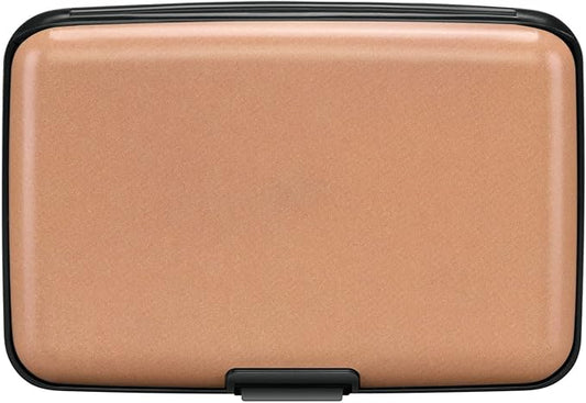 ELFISH RFID Blocking Credit Card Protector Aluminum ID Case Hard Shell Business Card Holders Metal Wallet for Men or Women（Matte Light Pink
