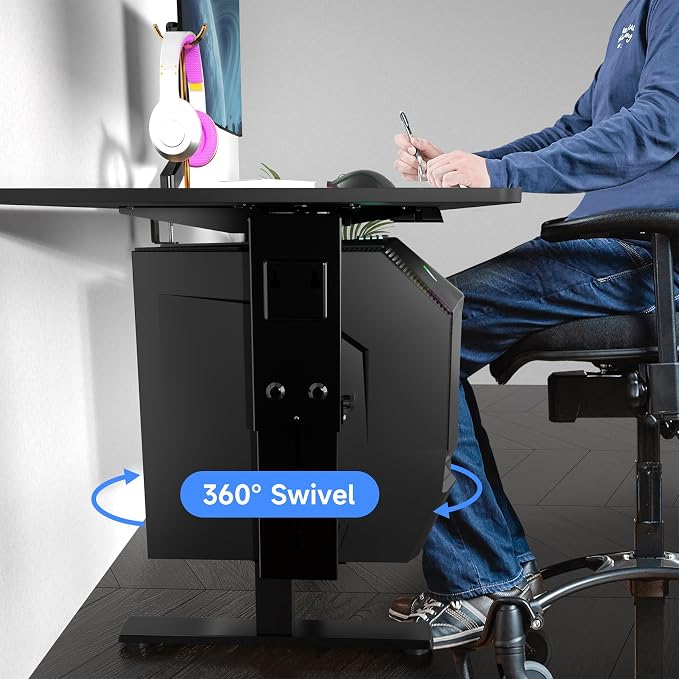 Suptek Adjustable Under Desk and Wall PC Mount,3.74 to 8.26 inch Wide Computer Case CPU Hanger Holder 360 Degree Rotatable Under-Desk PC Hanging Stand Holder Mount (ZJJ001)