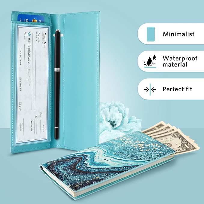 CoBak Premium Leather Checkbook Cover - RFID Blocking, Classic Design, Slim & Durable - Perfect for Personal & Business Checks