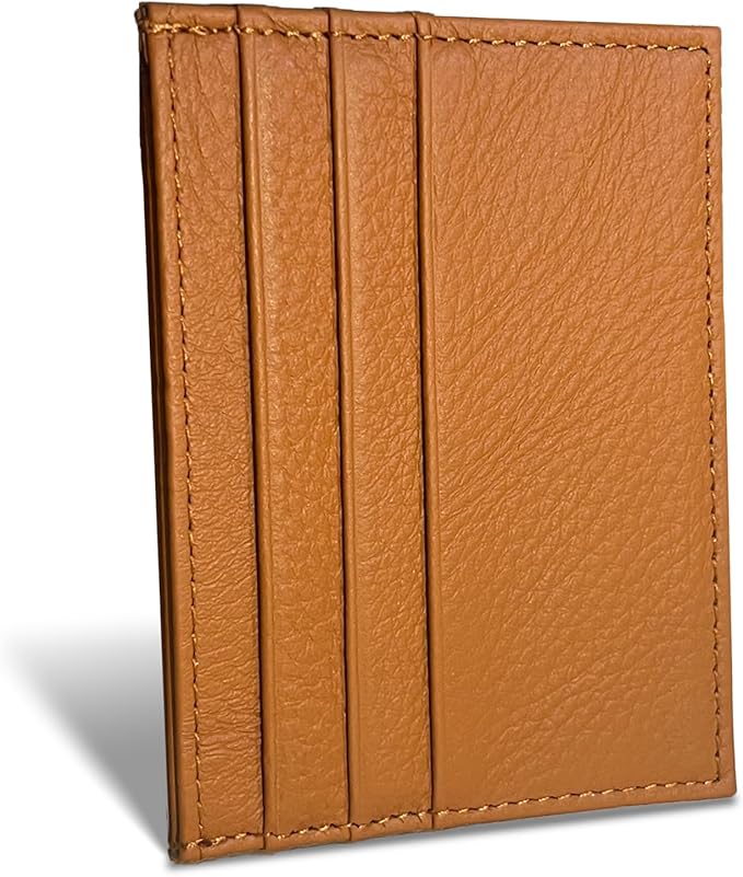 WOXVM Credit Card Holder Wallet RFID Blocking Slim Credit Card Cases Holder Premium Leather Minimalist Front Pocket Small Wallet with 6 Card Slots and 1 Pockets for Men Women (Brown)
