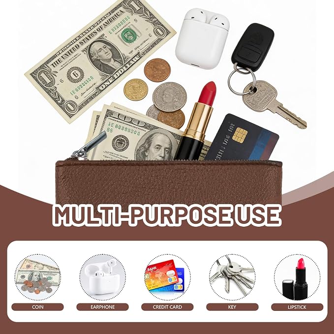 4Pcs Coin Purse,Small Portable PU Leather Zipper Pouch Change Purse, Portable Change Wallet,Coin Pouch with Zipper, Mini Coin Pocket Pouch Change Holder for Women Change Purse for Coins(4 colors)
