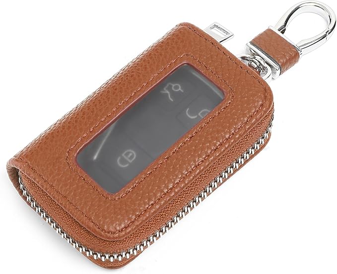 SENDEFN Universal Car Key Fob Case Leather Smart Remote Keychain Protector Holder