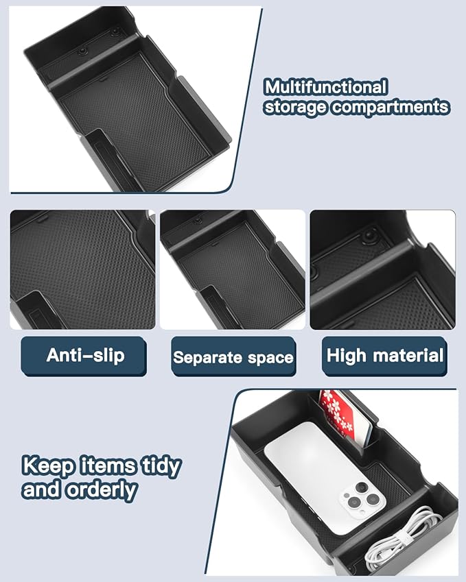 Ruiya Center Console Organizer for 2026 GMC Terrain Accessories ABS Material Armrest Console Glove Tray Compatible with 2025 2026 GMC Terrain Elevation/AT4/Denali Accessories