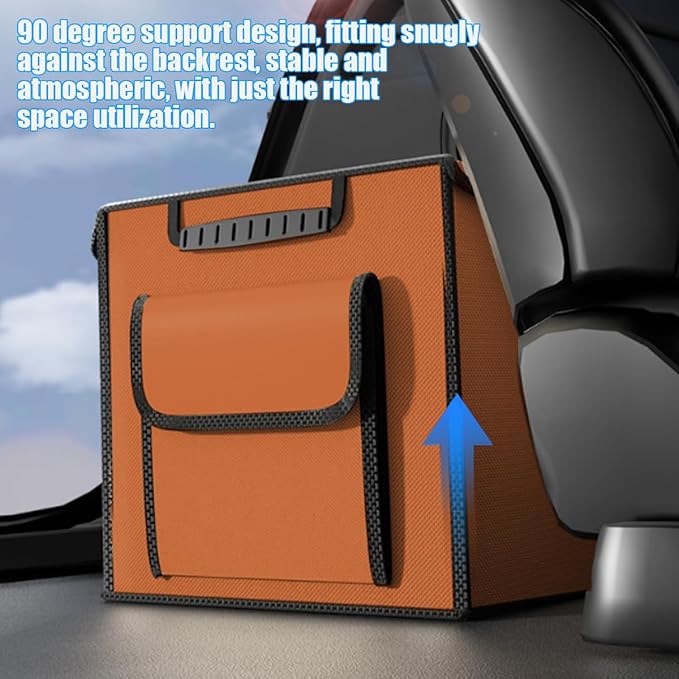 Car Trunk Organizer, Collapsible Multi Compartment Waterproof Sturdy Vehicle Trunk Container Box, Sturdy Automotive Interior Storage Organization, Universal for SUV Caravan Truck (Orange)