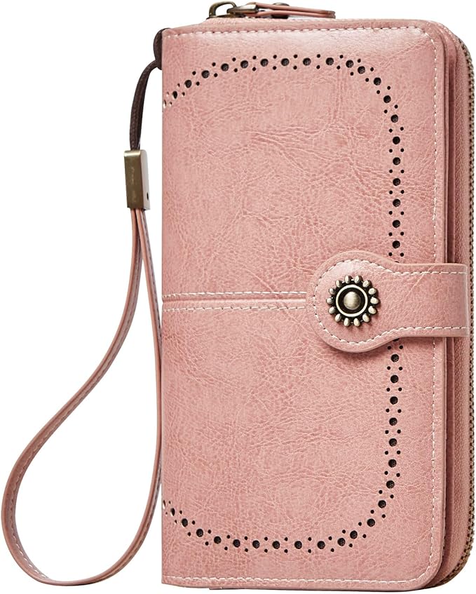 TFKGS Wallet for Women RFID Blocking Leather Large Capacity Card Holder Ladies Phone Clutch Travel Long Purse Wristlet | RFID Blocking, Leather, Large Capacity, Ladies, Travel