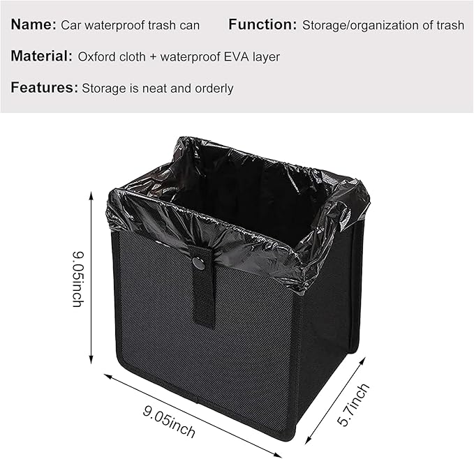 KVAEY Car Trash Can, Oxford Cloth Foldable Garbage Bin Waterproof Auto Trash Bag Organizer, Multipurpose Leak-Proof Large Capacity Hanging Garbage Can Storage Bag for Car Seat (Normal)