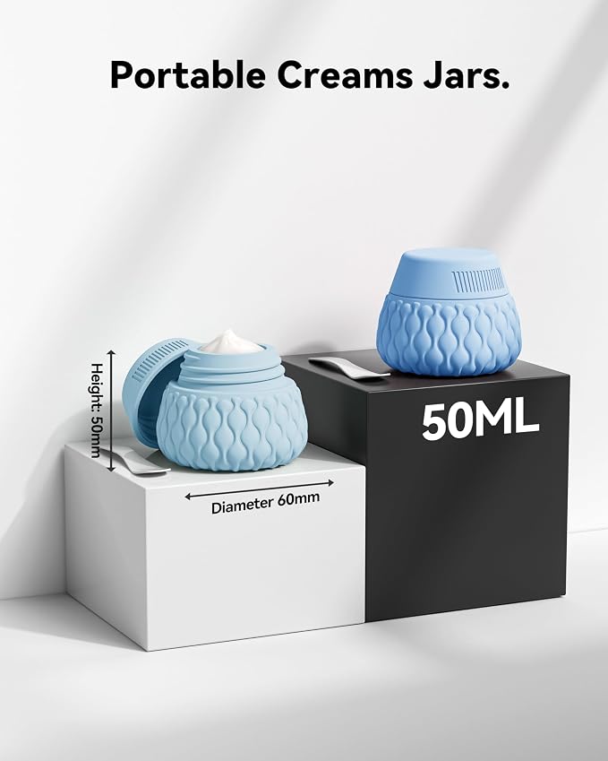 Silicone Travel Bottles for Toiletries 8 Pack Travel Size Toiletries 3.4 oz 1.7 oz, Leakproof Squeeze Travel Size Containers Refillable Cosmetic Jars Set for Shampoo, Conditioner, Creams