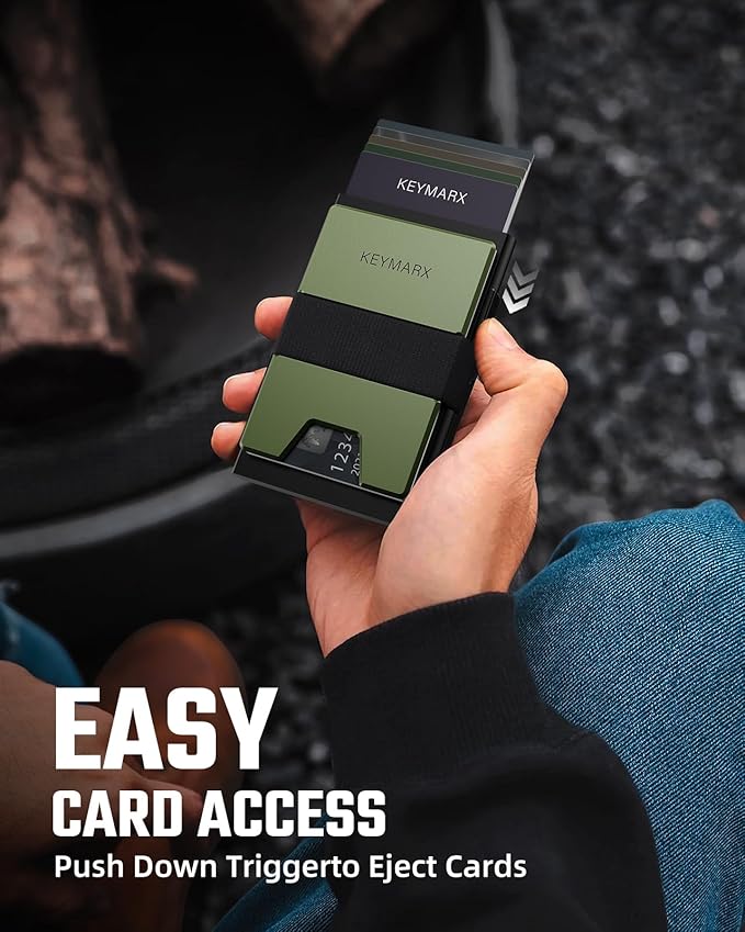 Metal Wallet for Men Minimalist Pop Up RFID Blocking Front Pocket Wallet Cash Strap for Men