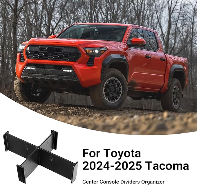 YOJOJOCO Center Console Dividers Organizer Compatible with Toyota 2026 2025 2024 Tacoma Accessories Black ABS Plastic Material Center Console Organizer