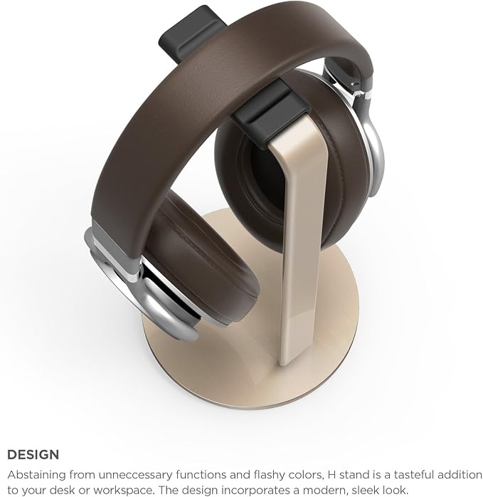 elago® H Stand [Champagne Gold] - [Premium Aluminum][Scratch-Free Padding][Perfect Height][Compatible with AirPods Max and All Headphones][Modern Design] Gaming and Audio Headphones