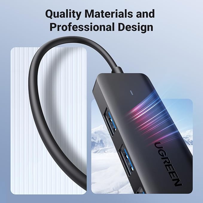 UGREEN USB 3.0 Hub, 4 Ports USB A Splitter Ultra-Slim USB Expander for Mouse, Keyboard, Flash Drive, U Disk, Printer Compatible with Laptop, Desktop PC, Xbox, PS5, and More, 2ft