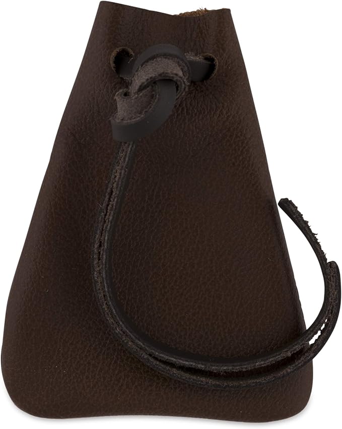 Nabob Leather Leather Drawstring Pouch, Coin Bag, Medicine Tobacco Pouch Medieval Reenactment Made in U.S.A Size 3.75" x 2.75"