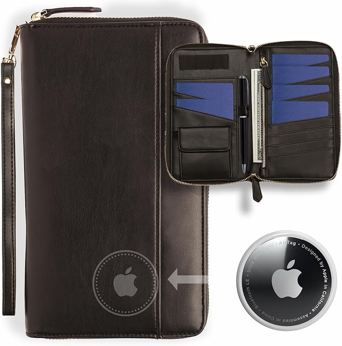 Travel Document Organizer - RFID Passport Wallet Case Family Holder Id Wristlet