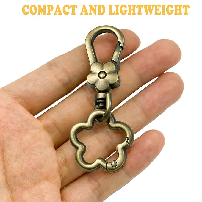 Metal Keychains for Women Men, 2PCS Cute Flower Shape Quick Release Key Chain Bag Charms Car Keychain Holder Clip