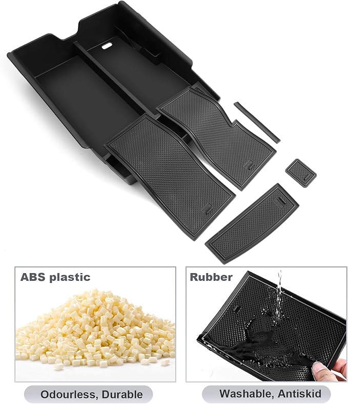 SKTU 2024 2025 2026 Atlas Center Console Organizer for 2024 2025 2026 Volkswagen Atlas Center Console Tray 2024-2026 V W Atlas Insert ABS Armrest Box Secondary Storage 2024 2025 2026 Atlas Accessories