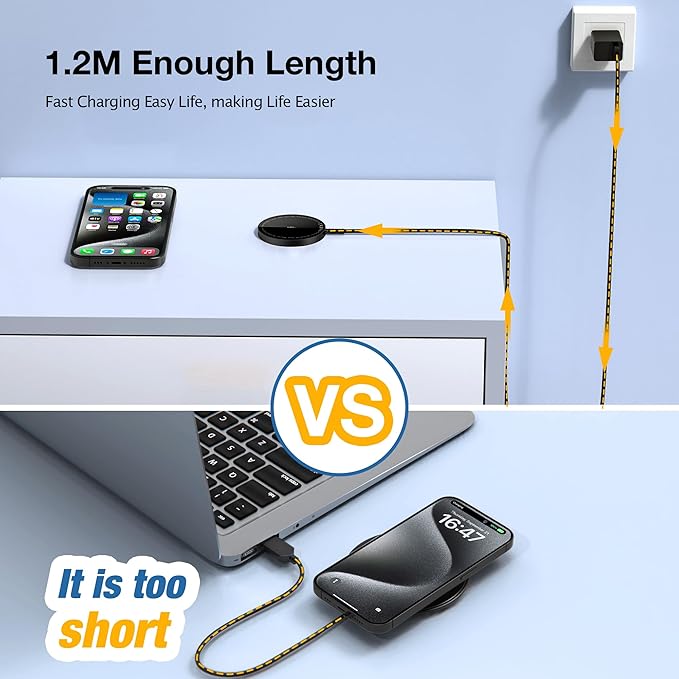 Magnetic Wireless Charger for iPhone: Compatible with Magsafe Charger iPhone 17 16 15 14 13 12 Series & Airpods 4 3 2 Pro-Fast 15W Max Charging Pad Strong Magnet, Dual USB-C/A Ports-Home Office Travel