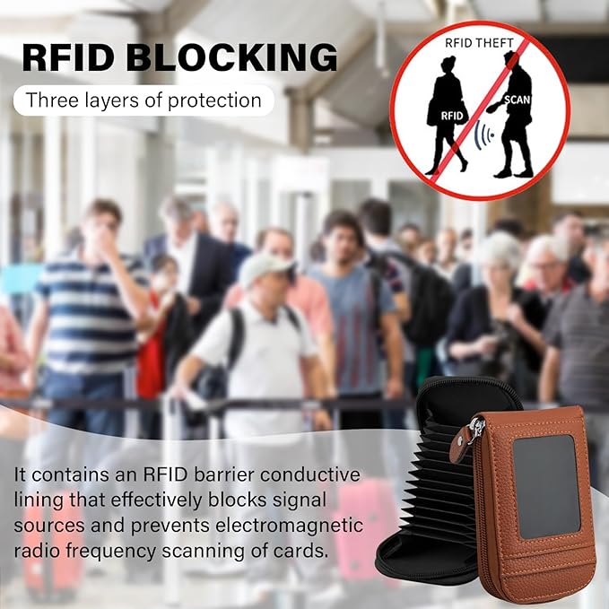 DKER Genuine Leather Mini Credit Card Case Organizer Compact Wallet with ID Window for Men And Women - 2 Pack Black+Brown