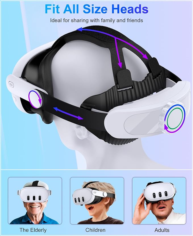 Headstrap for Quest 3 / Quest 3S/ Quest 2 Comfort Head Strap Adjustable VR Strap Reduce Pressure & Lightweight VR Elite Strap Replacement Accessories for Oculus 3 3S 2