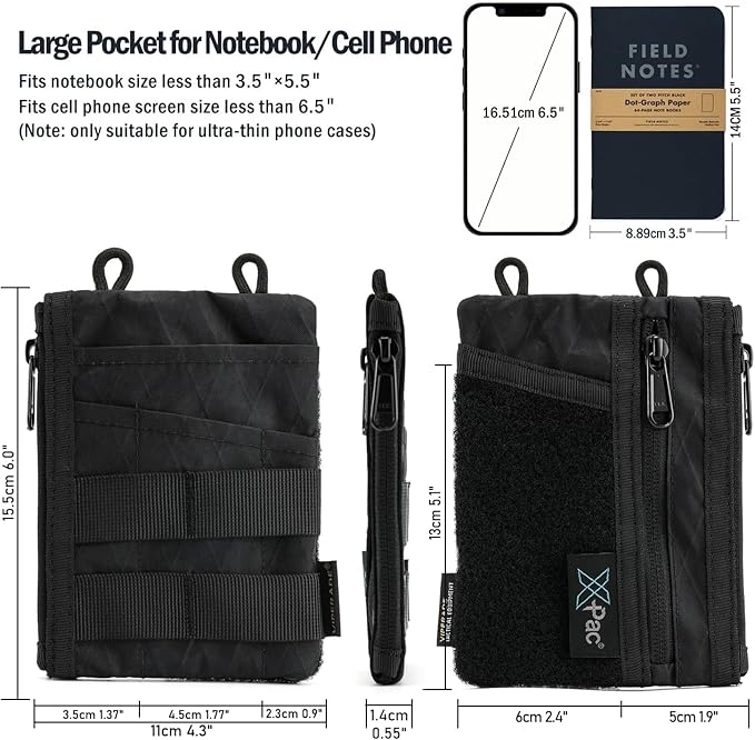 VIPERADE VE16 Pocket Organizer, EDC Pouch for Men, 7 Pockets EDC Pocket Organizer EDC Pouch for Everyday Carry, Multitool Pocket Pouch Wallet for EDC Gears, Pocket Pouch for Men