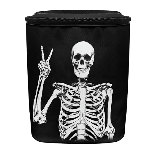 Biyejit Funny Skeleton Car Rubbish Storage Reusable Car Trash Can for SUVs Vans, Waterproof Automotive Garbage Cans Bin Hanging Leak Proof Vehicle Trash Can