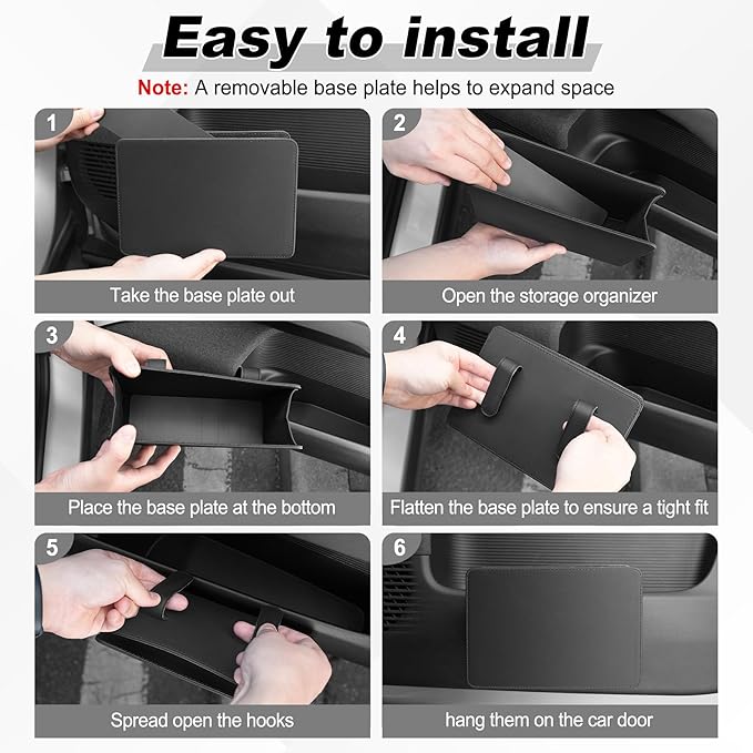 SINGARO Car Door Trash Can, Leather Vehicle Trash Bin, Mini Dustbin Garbage Container Can with 30 Pcs Trash Bags, Foldable Car Storage Bag Organizer, Car Accessories Interior for Women Men, Black