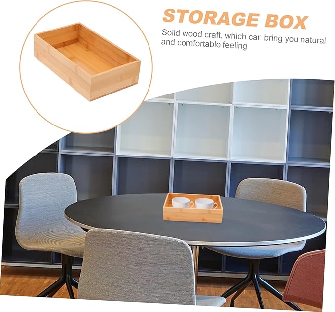 Ciieeo Natural Desktop Storage Box for Home Organization with Capacity Simple Design Decorative Bin for Living and Office Wood Material Safe for Family Use