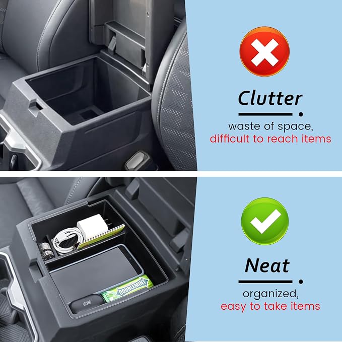 Center Console Organizer Compatible with 2024 2025 2026 Toyota Tacoma Console Armrest Storage Box Interior Insert Storage Tray Secondary Accessories(Black)