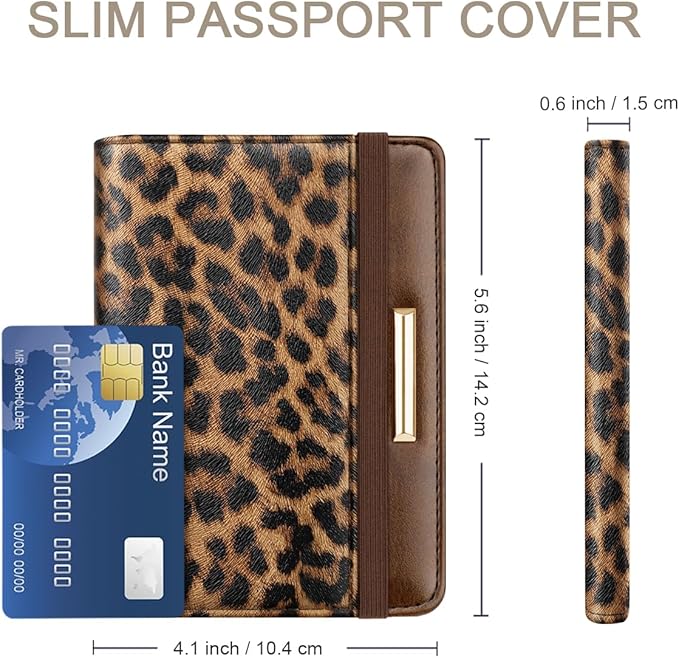 Passport Holder Cover,Traveling Passport Case Cute Passport Wallet for Women,Leopard