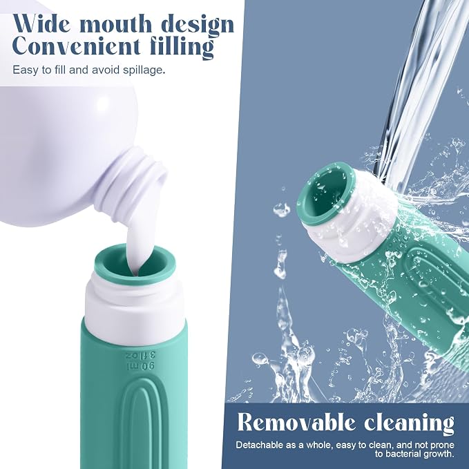 Travel Bottles for Toiletries, 3oz TSA Approved Travel Size Toiletries, Silicone Leak-Proof Refillable Containers, Squeezable Liquid Essentials Bottles W/Clear Bag (GREEN)