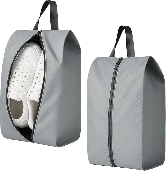 Set of 2 Shoe Storage Bags for Travel – Water-Resistant Zipper Shoe Pouches with Handle, Lightweight Organizers for Packing and Closet Storage