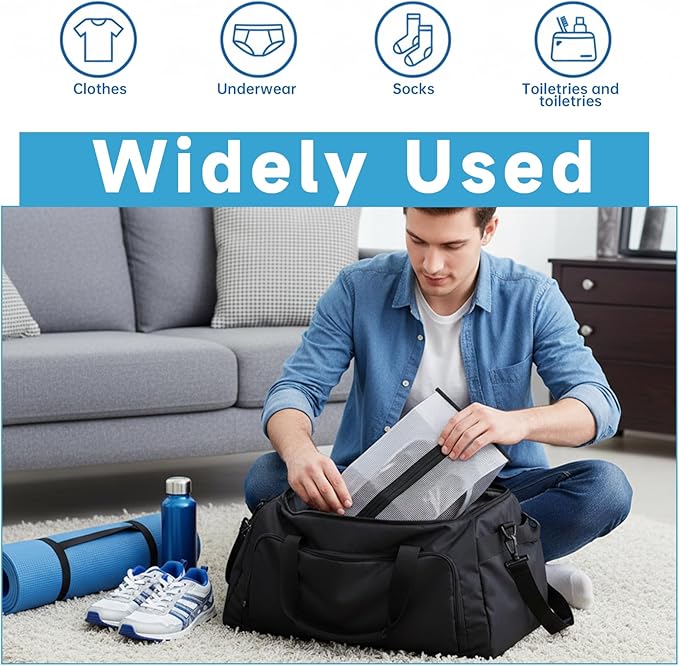 Shoe Bags for Travel 4 PCS Large Travel Shoe Bag Clear Gym Shoes Bag with Zipper Waterproof Golf Shoes Dust Bags with Handle for Man and Women (Black & Gray)