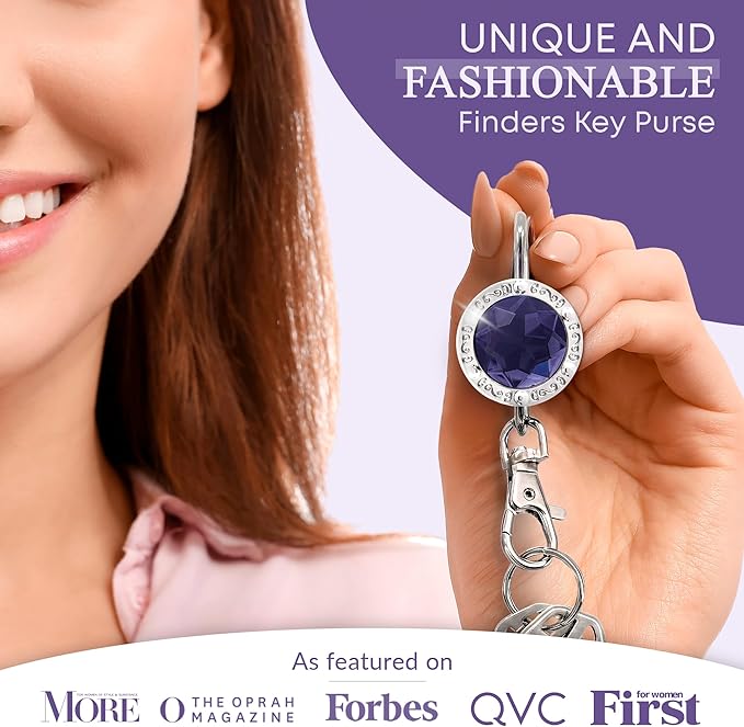 Women’s Bag Charm Key Finder, Car Keychain Hook, Cute Purse Organizer & Tote Bag Accessories, Gifts for Mom - Gems