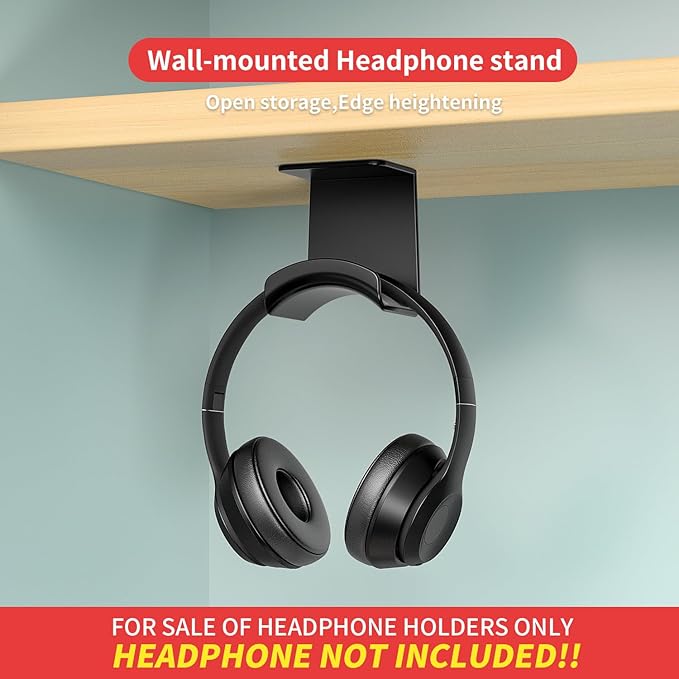 2 Pcs Headphone Stand for Desk Mini Headphone Hanger Holder with Strong Adhesive Game Headset Stand Headset Holder (ZY88 Under Desk 2pcs)