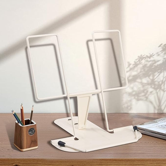 Honagu Adjustable Reading Rest - Book Holder, Documents Holder, Sturdy Typing Stand for Recipes, Textbooks, Tablet, Music Books (Milky White)