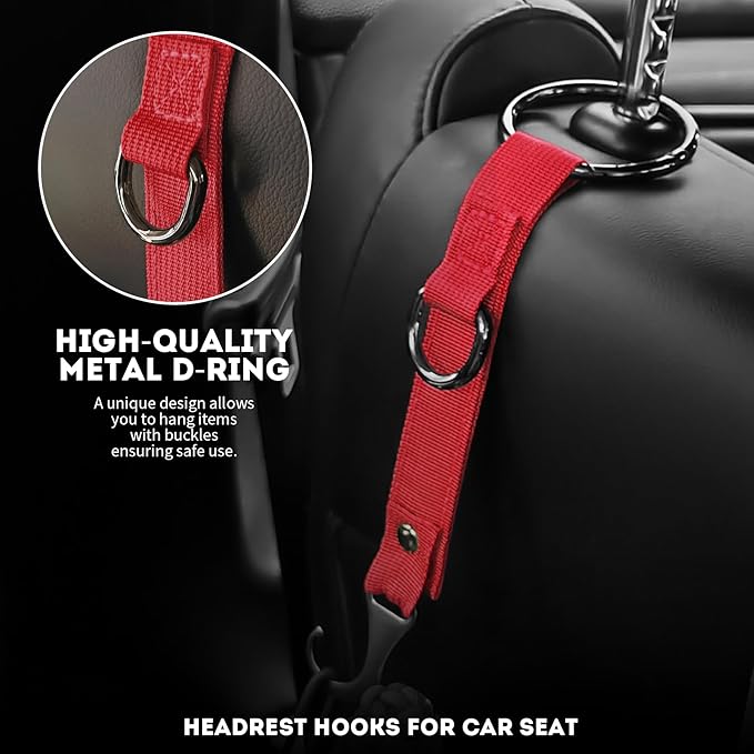 IronSeals 2 Pack Headrest Hooks for Car Seat, Heavy Duty Metal Utility Seat Hooks for Car Seat Organizer, Car Clips for Hanging Bag, Purse
