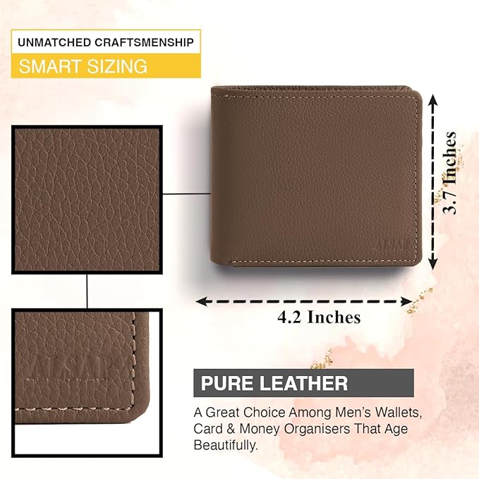 Premium Leather Mens Wallets ‒ RFID Blocking Wallet with Coin Pocket & Zip ‒ Bifold Wallets for Men with 12 Card Slots & 2 Bank Note Compartments ‒ Wallet with Gift Box (Brown)