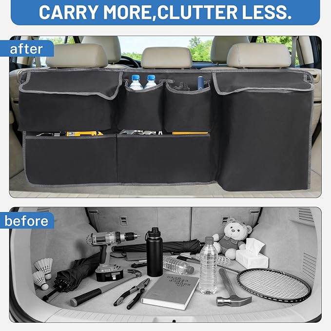 Hanging Car Trunk Organizer,A Car Organizers And Storage For Backseat, Sturdy Trunk Organizer Car Accessories With 5 Pockets Sutable For SUV/MPV/Truck, Large Capacity Back Seat Organizer