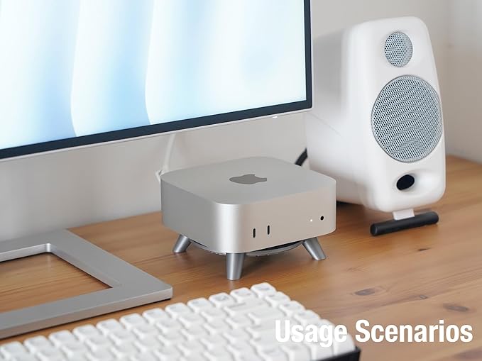 Stand for Mac mini M4, MacMini M4 Mount, Computer Holder for Mac mini M4/M4 Pro 2024, Simple Design, Non-Slip Pads, Easy Power Button Access, Horizontal Stand (Silver)