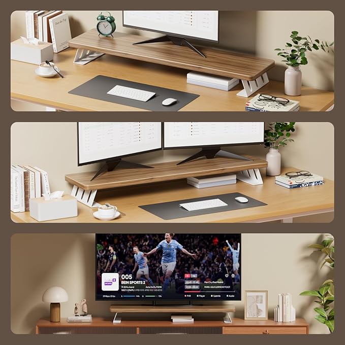 Monitor Stand Riser, 39 Inch Large Wood Monitor Stands for 2 Monitors