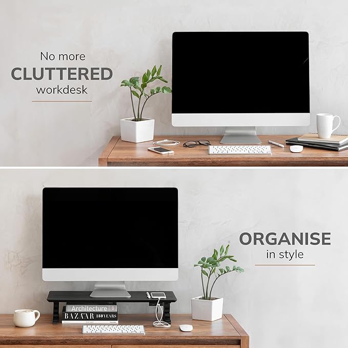 Anji Mountain Monitor Stand - Desktop Organizer & Laptop Riser, Ergonomic Monitor Riser, Space-Saving Monitor Stand for Desk, Durable Construction, Easy Assembly, Ideal for Home & Office