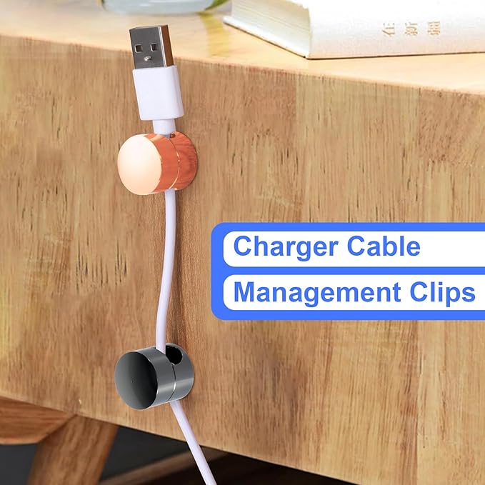 8 Sets Charger Holders for Cords, 8 Colors Adjustable Cable Anchor Holders, Adhesive Metal Cord Clips, Cable Management Wire Organizers for Desk, Office, Nightstand