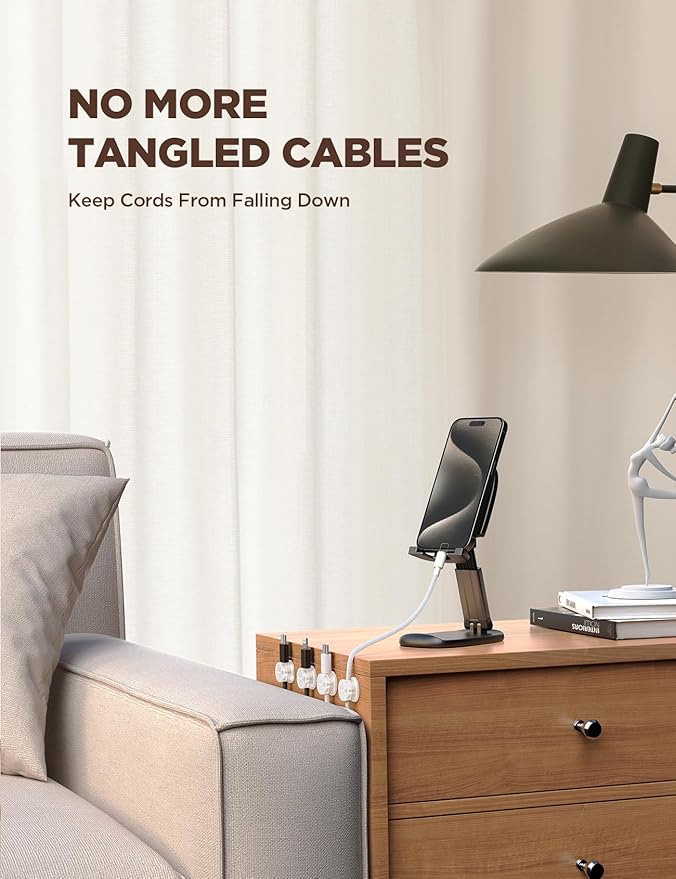 9 Pack Magnetic Cable Clips [Cable Smooth Adjustable] Cord Holder, Under Desk Cable Management, JOYROOM Adhesive Wire Holder Keeper Organizer for Home Office Desk Phone Car Wall Desktop Nightstand